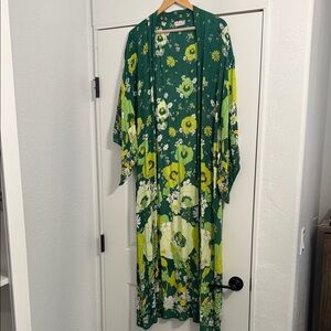 Free People Green Floral KIMONO